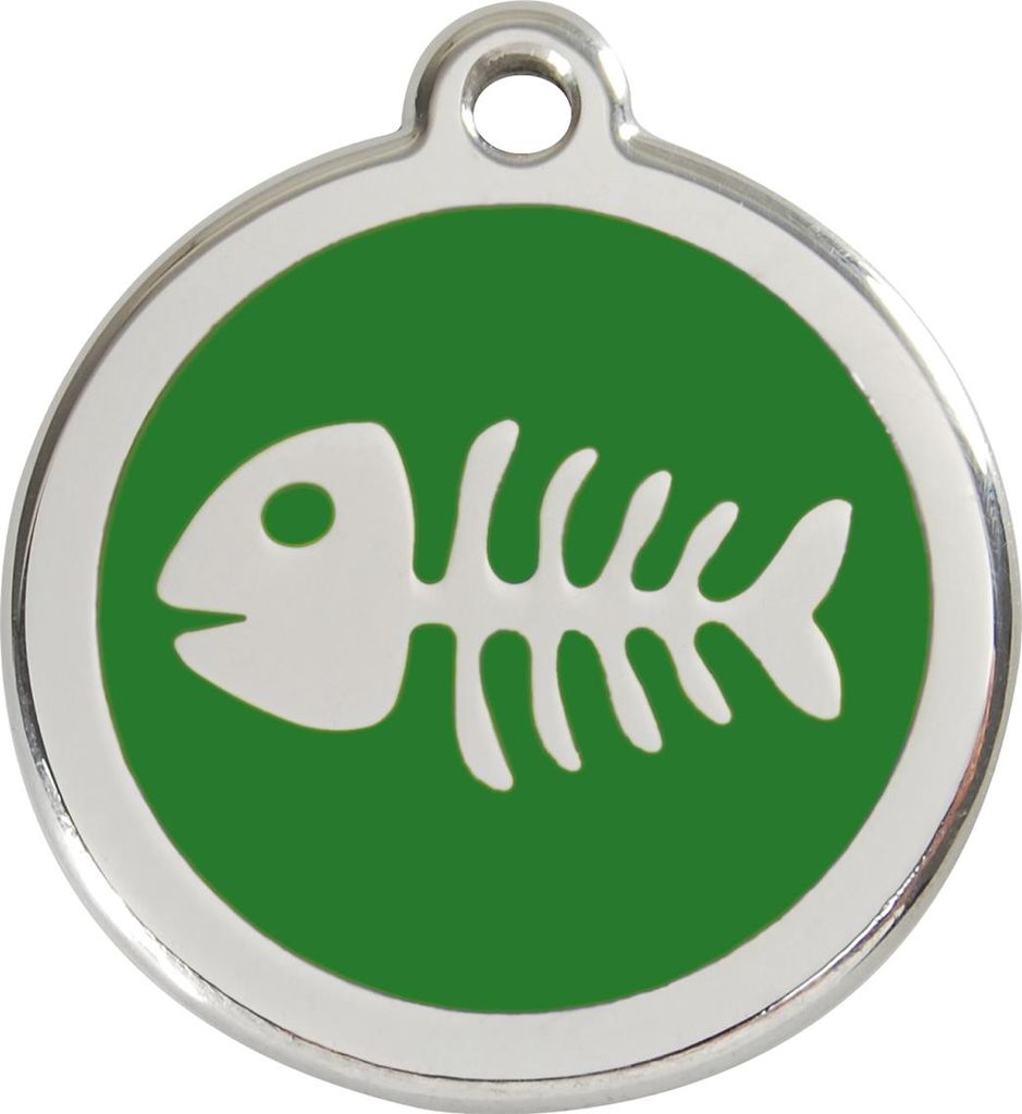 RedDingo Hundemarke mit individueller Gravur Fischgräten grün, Größe: L