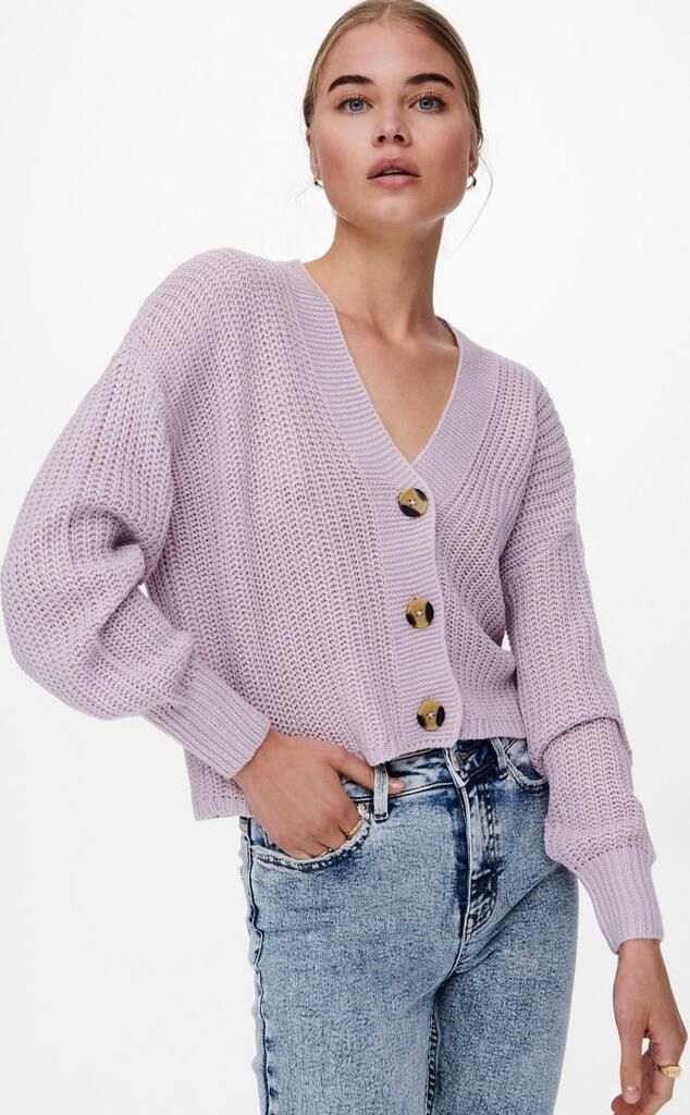 ONLY Kurze Strickjacke Langarm V-Ausschnitt Knitted Produktbild 18