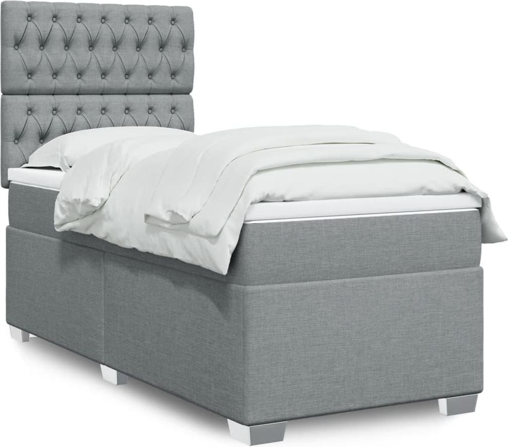 Maison Exclusive - Boxspringbett mit Matratze Hellgrau 90x190 cm Stoff