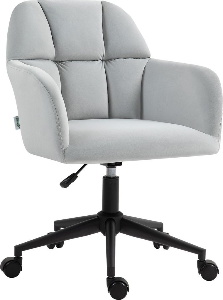 Bürostuhl, ergonomisch, höhenverstellbar, drehbar, Samtoptik, bis 120 kg, Hellgrau