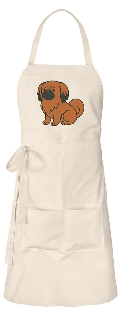 Huuraa Schürze Pekingese Comic Peki Natur mit Taschen Baumwolle Kochschürze Geschenkidee