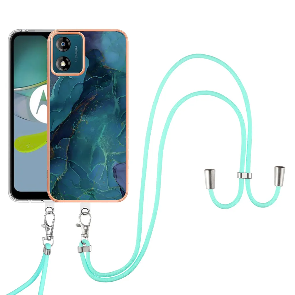 Custodia Moto E13 per Mamme - Cover TPU Verde con Tracolla Sicura