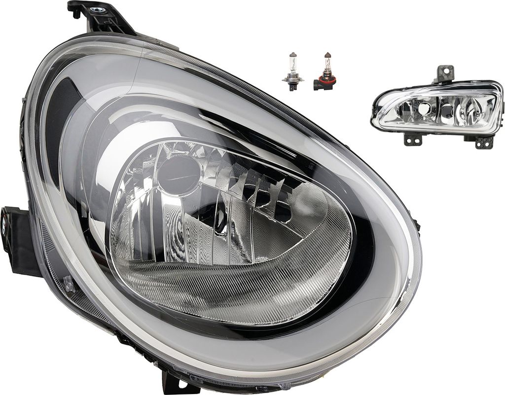 Johns, Scheinwerfer Halogen passend für Fiat 500X 334 09/14- H4 R + Nebel+ Leuchtmittel 51978414 51965918