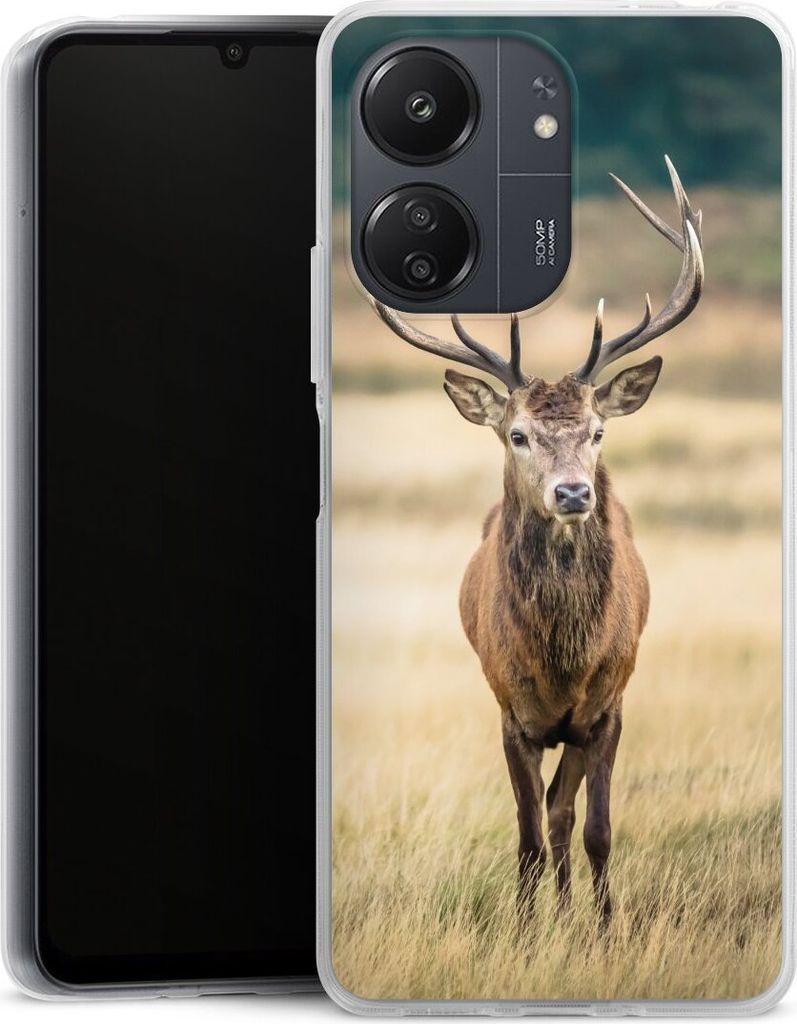 DeinDesign Handyhülle für Xiaomi Redmi 13C 4G Silikon Hülle Case Smartphone Schutzhülle Hirsch Wald Wiese