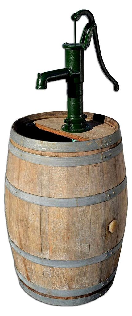 Regentonne aus Holz mit Handpumpe - 225 Liter - H 130 cm (inkl. Schlauch und Ventil)