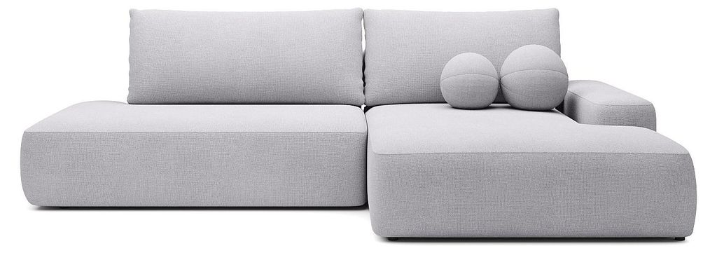 Ecksofa mit Schlaffunktion - Ecke rechts offen - Strukturstoff - Hellgrau - DAVISO
