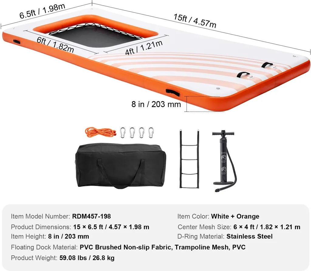 Plateforme Flottante de Bain avec Trampoline Intégré et Échelle de Pont - 7