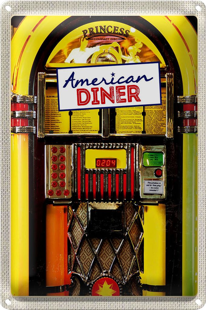 Blechschild Reise 18x12cm Amerika USA Musikbox Diner tanzen
