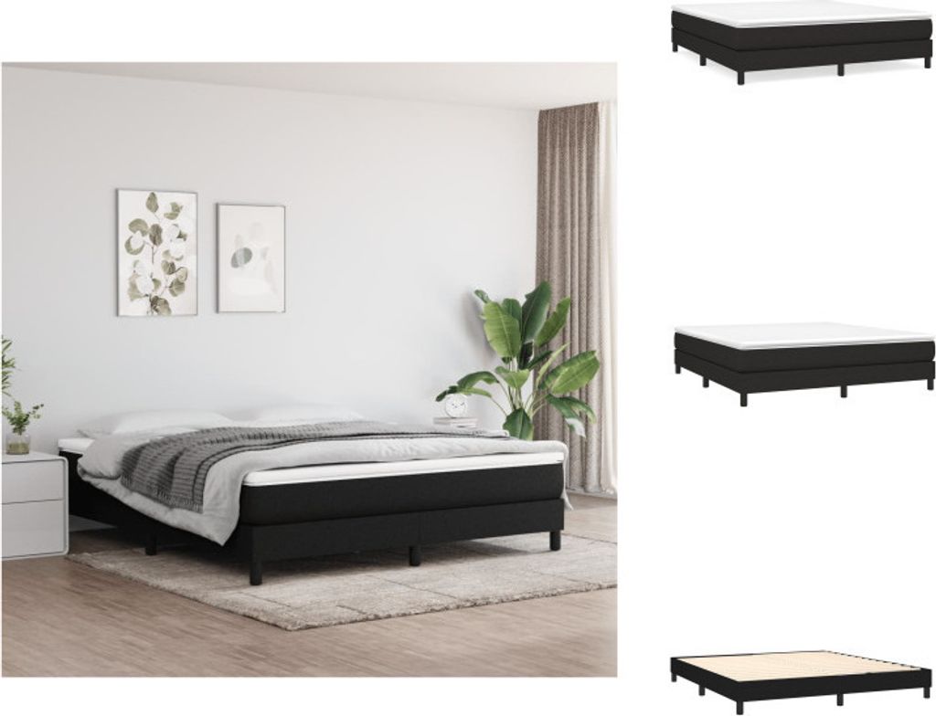 vidaXL Boxspringbett mit Matratze Schwarz 180x200 cm Stoff - Betten & Bettgestelle