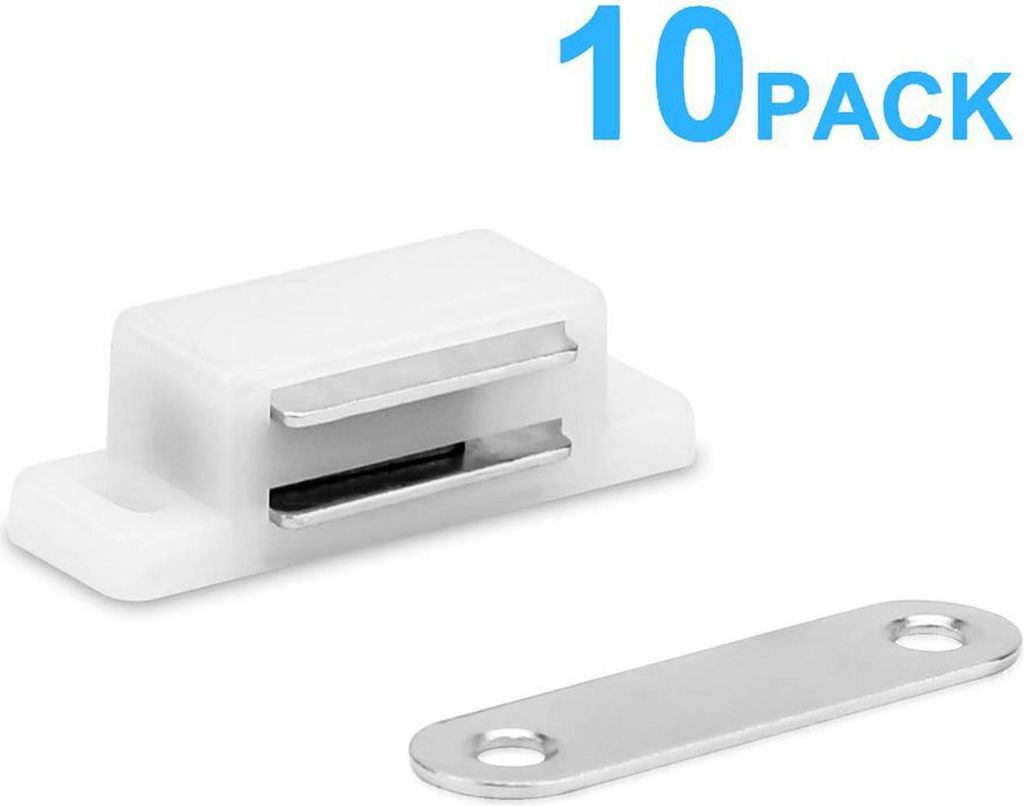Intirilife 10x Magnetschnäpper in WEISS – Magnetischer Türschließer mit einer Haltekraft von 3-4kg – 10er Set Möbelmagnet Türschlösser f...
