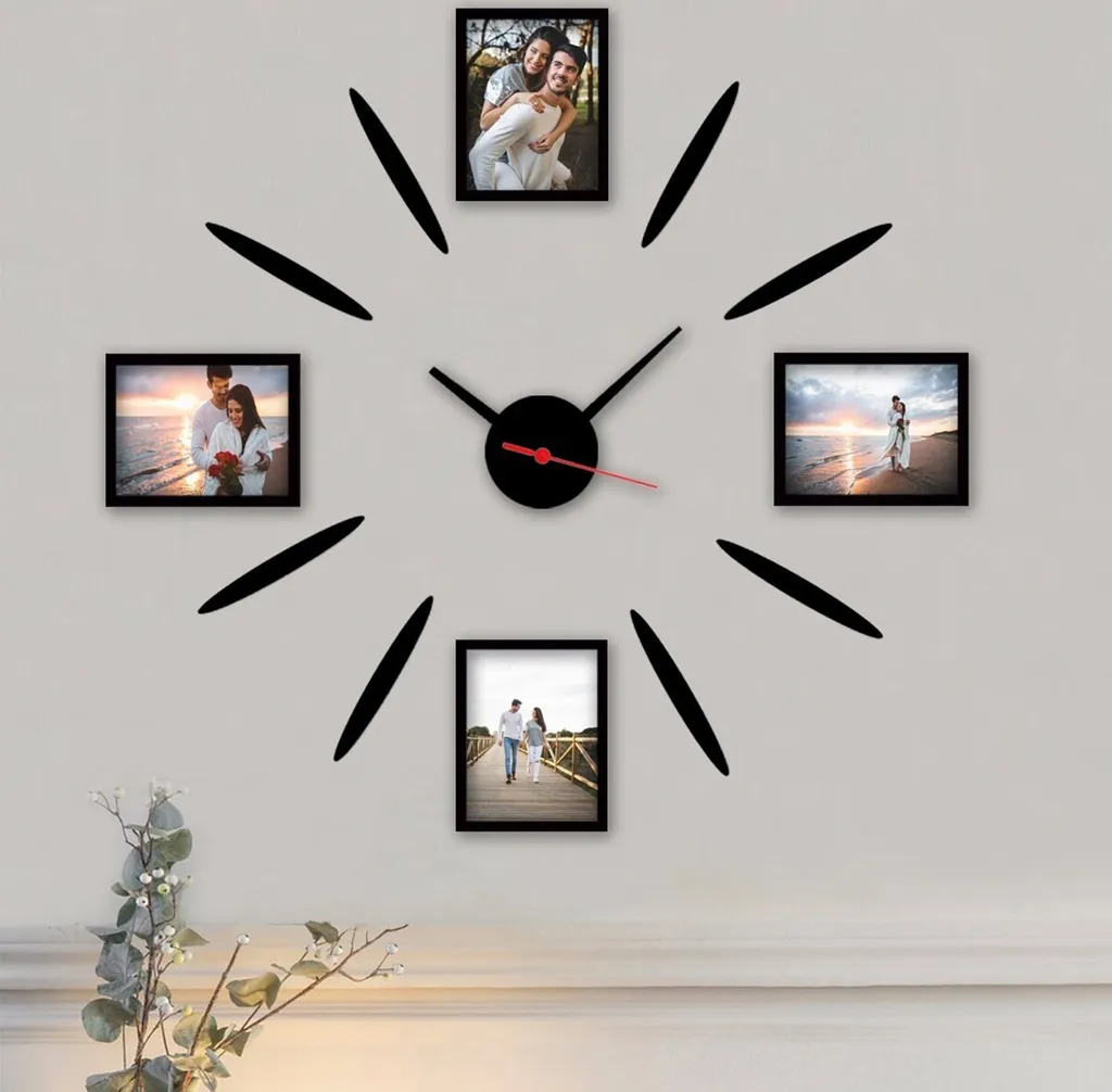 Horloge murale carrée multicolore Opviq en bois MDF de 50 cm de côté