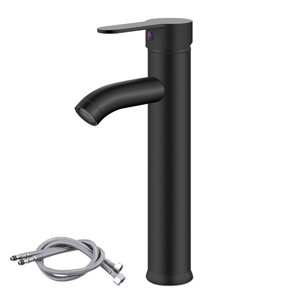 Waschtischarmatur Badezimmer Bad Wasserhan Waschbecken Armatur Einhand Mischbatterie für Aufsatzwaschbecken,(Schwarz)