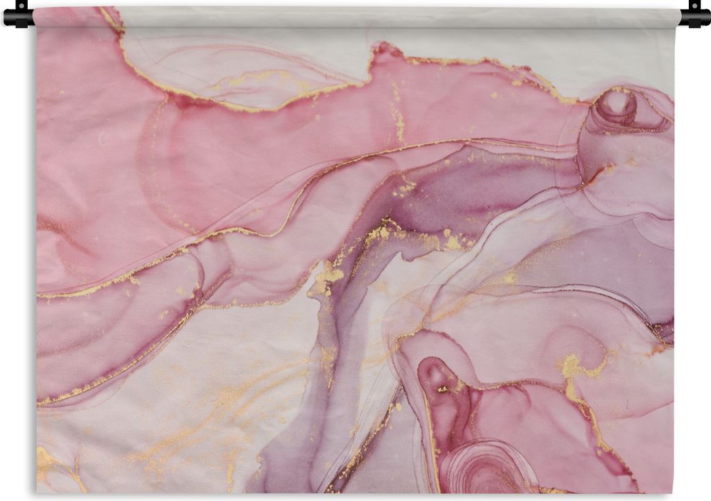 MuchoWow Wandteppich Wandbehang Gold - Marmor - Rosa 150x112.50 cm Tapisserie Dekoration Wandtuch - Wanddecke - Wandteppiche