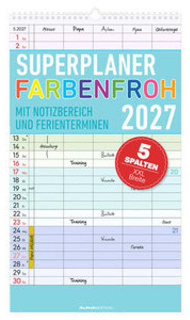 Superplaner Farbenfroh - 5 Spalten 2027