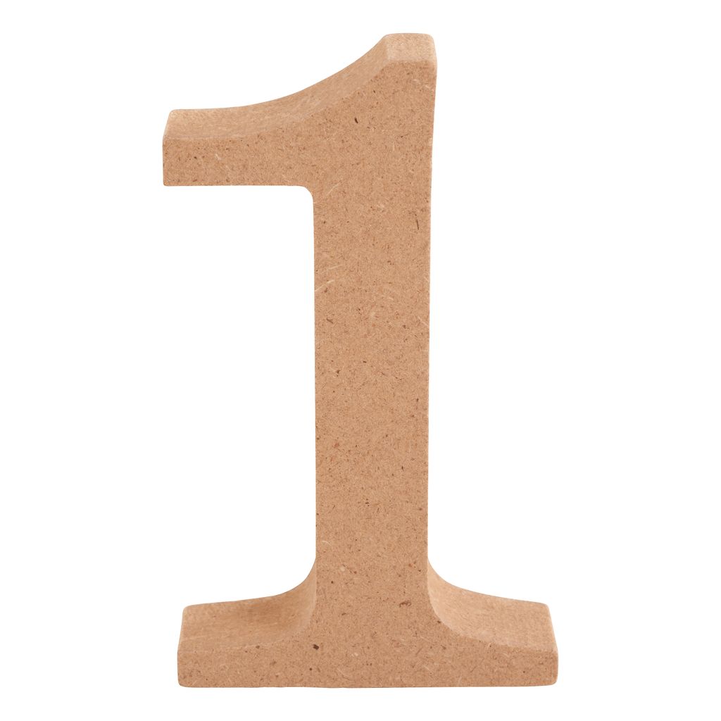 VBS MDF Zahl, ca. H 8 cm, T 1,5 cm Ziffer "1"