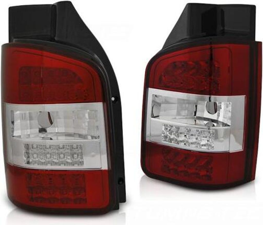 LED Rückleuchten für VW T5 Bj. 03-09 Rot/Chrom (Flügeltüren)