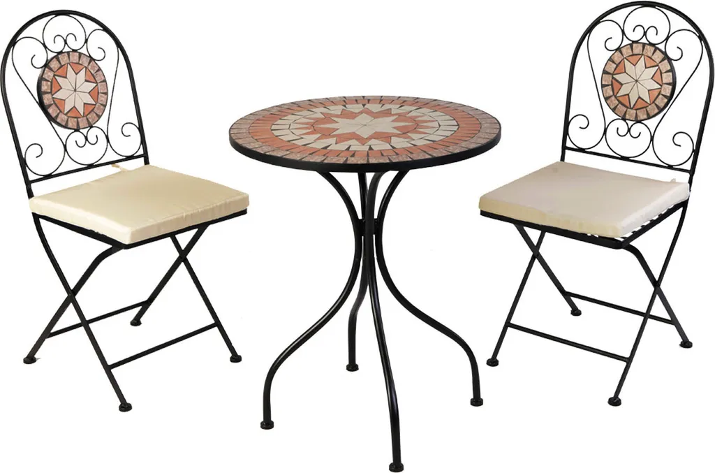 Mosaïque Bistroset Ensemble de sièges 3 pièces Durable et Anti-Rouille Extérieur