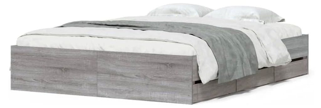 Bettgestell mit Schubladen Grau Sonoma 140x200 cm