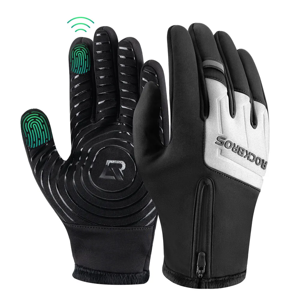 ROCKBROS Guanti Termici Ciclismo L Grigio Scuro - Touch Screen OK