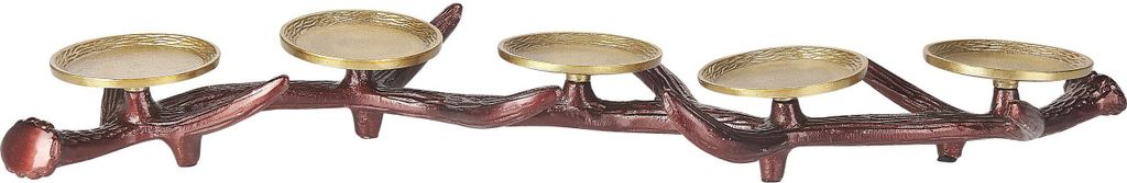 BELIANI Kerzenständer Braun und Gold Aluminium 5-flammig Zweig-Form für Teelichter Stumpenkerzen Tischdeko Accessoire Dekoartikel Haushalt & Wohnen