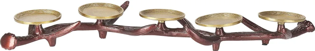 Bougeoir Centre de Table pour 5 Bougies en Métal Marron et Doré Chic