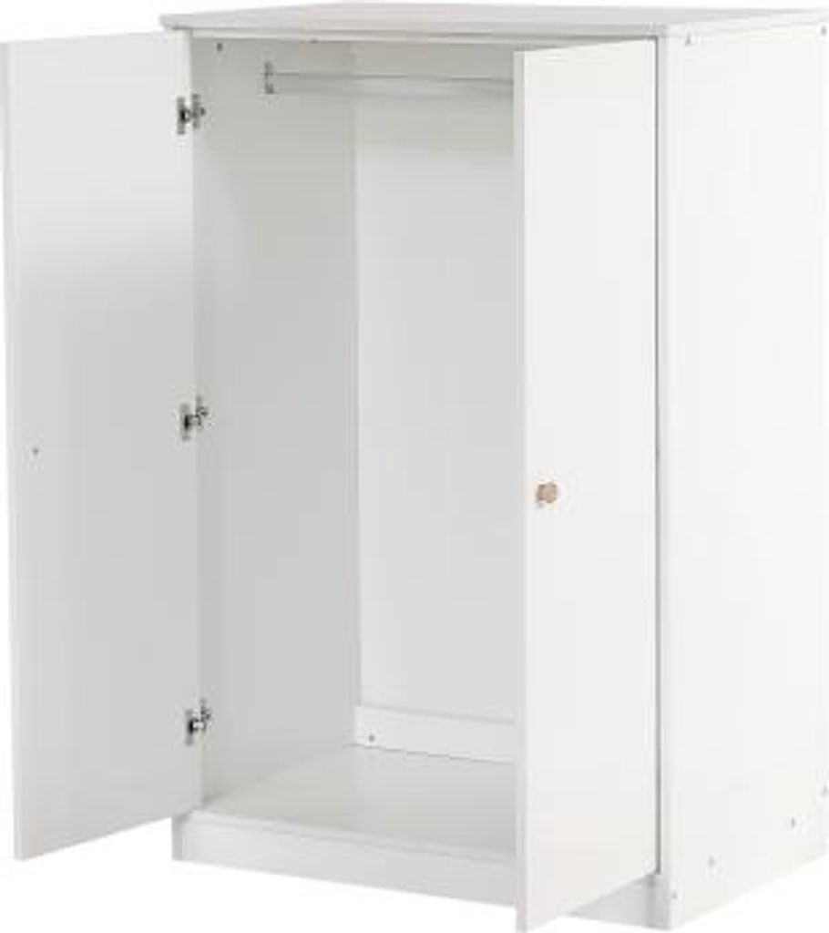 Kleiner Kleiderschrank Weiss 80x50x120 cm Schlafzimmerschrank Stange 2-Tueriger Kinderkleiderschrank MDF Aufbewahrungsschrank Stauraumschrank Vitrinen