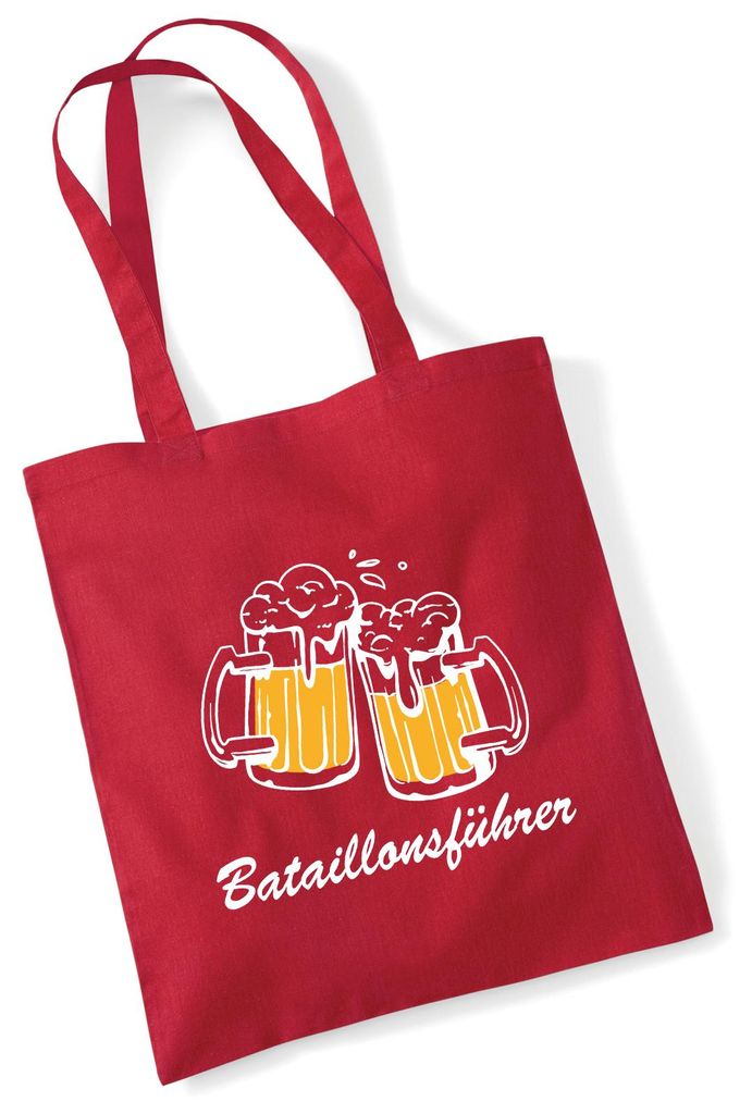 Huuraa Jutebeutel Bataillonsführer Schützenfest 10 Liter Classic Red Baumwolle Tasche Geschenkidee