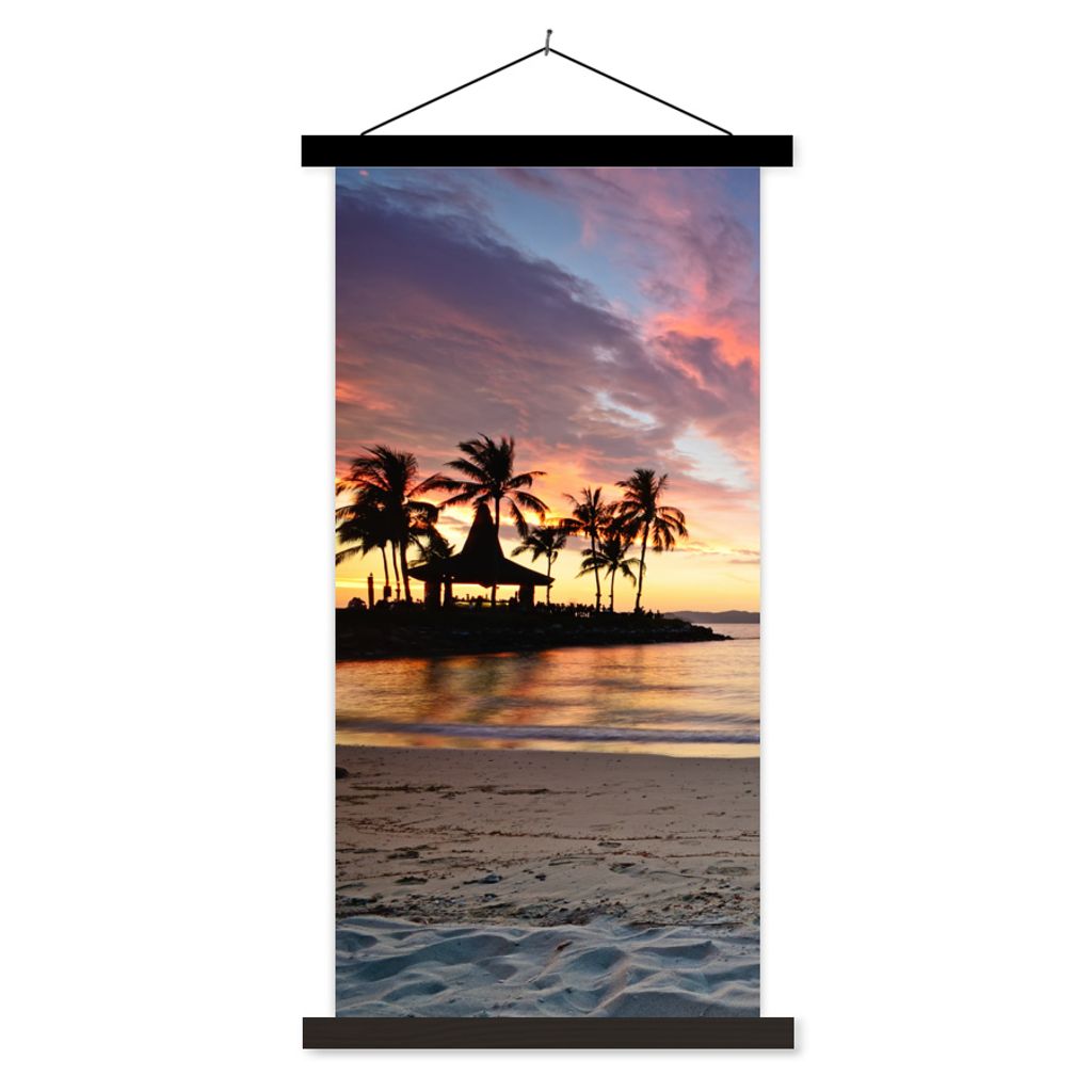 MuchoWow Textilposter Strand - Tropisch - Farben 60x120 cm mit schwarzem Rahmen - Magnete