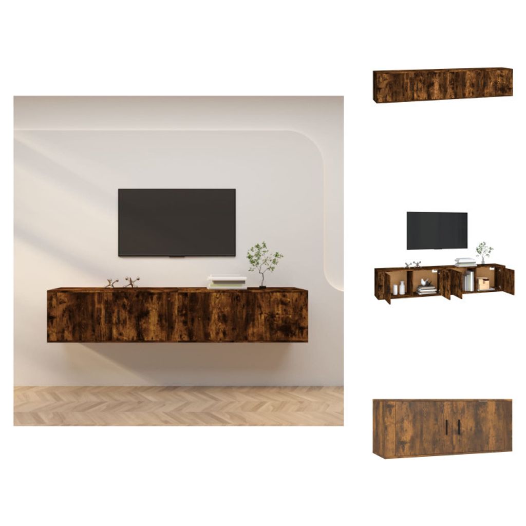 vidaXL TV-Wandschränke 2 Stk. Räuchereiche 100x34,5x40 cm - TV-Möbel