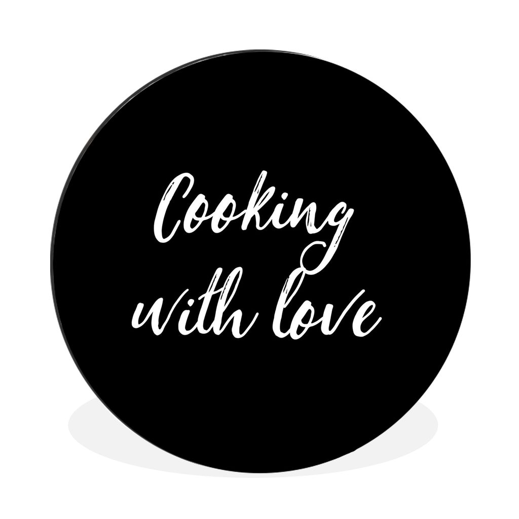 MuchoWow Aluminium Wandkreis Zitate - Kochen - Liebe - Sprichwörter Ø 90 cm Wanddeko Modern Wohnzimmer - Mauerkreis - Wandbilder - Runde Bild -...