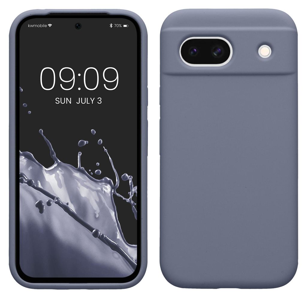 kwmobile Handyhülle für Google Pixel 8a Hülle, für Pixel 8a Case - Hülle Silikon - kabelloses Laden - Blaugrau