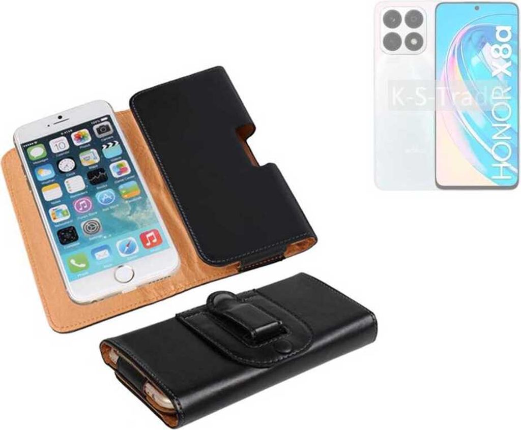 K-S-Trade Schützhülle Handyhülle kompatibel mit Honor X8a 5G Holster Gürtel Tasche Schutzhülle Handy-Tasche Smartphone Case Seitentasche schwarz
