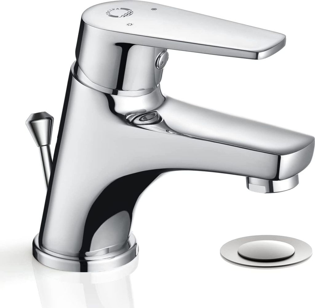 CECIPA MAX Bad Wasserhahn Einhebel-Waschtischmischer mit Ablaufhebel Chrom Messing