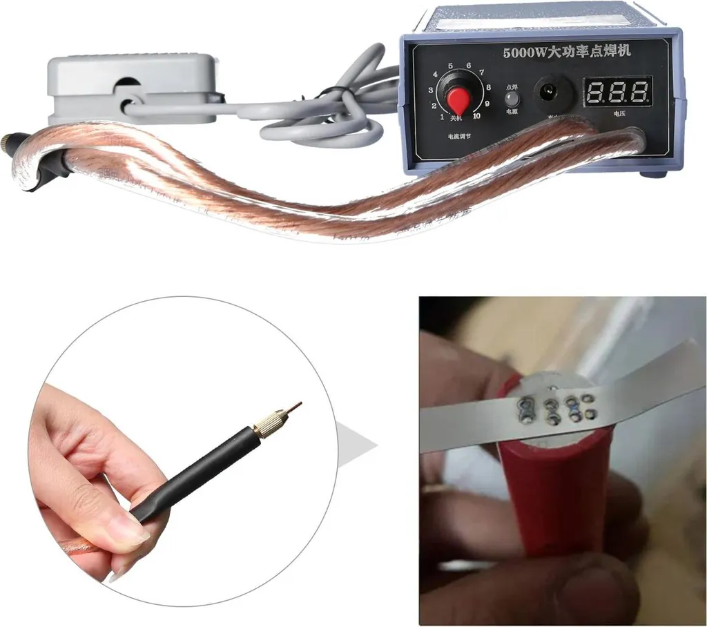 Puntatrice Batterie 5000W Regolabile 0-800A con Pedale - Bianca - 4