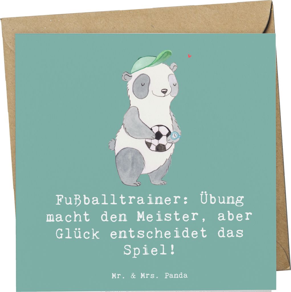 Mr. & Mrs. Panda doppelkarte Fußballtrainer Erfolgskick - Meeresbrise - Geschenk, Fußballweisheit, Glückwunschkarte, Grußkarte, Berufsprodukte,...