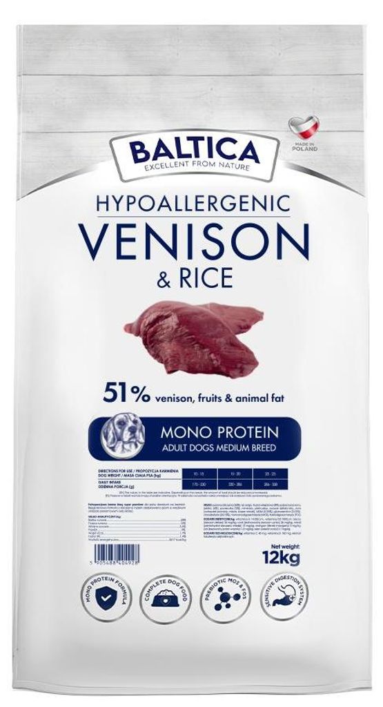 Baltica Adult Dziczyzna z Ryżem M 12kg Hipoalergiczna Sucha Zdjęcie produktu 