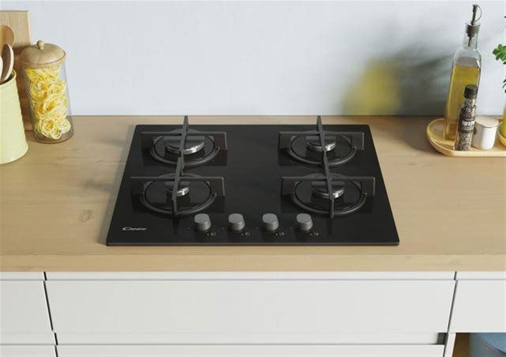 Candy Idea CSG6B/4U2, Schwarz, Integriert, 59.5 cm, Gaskochfeld, Gehärtetes Glas, 4 Zone(n)