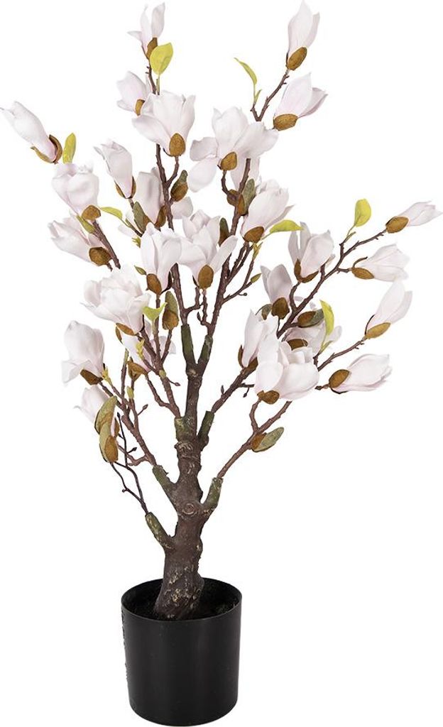 Clayre & Eef Kunstpflanze Magnolie 20x20x75 cm Rosa Kunststoff