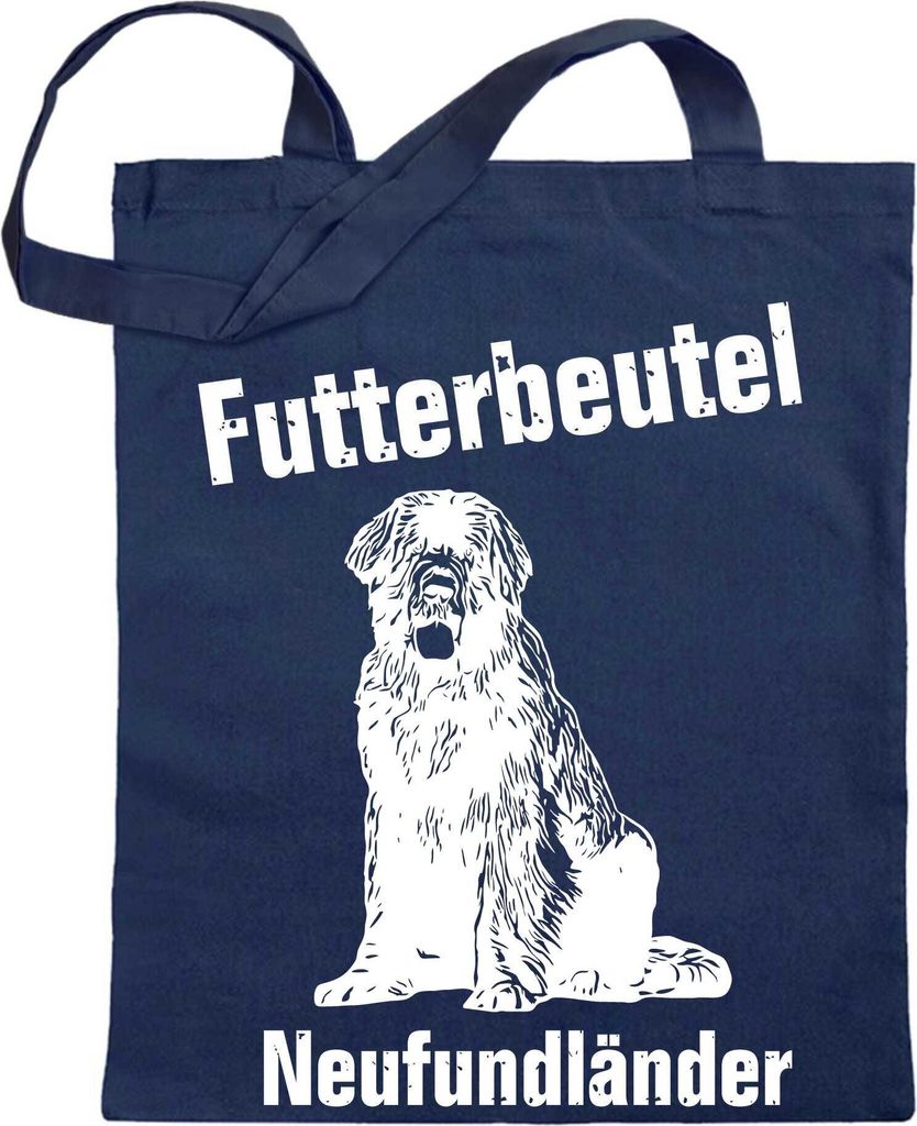Kiwistar Futterbeutel - Neufundländer - Einkaufsbeutel mit Motiv Hund - Jutebeutel bedruckt - Tragetasche Stoffbeutel Umhängetasche Langer Henkel...