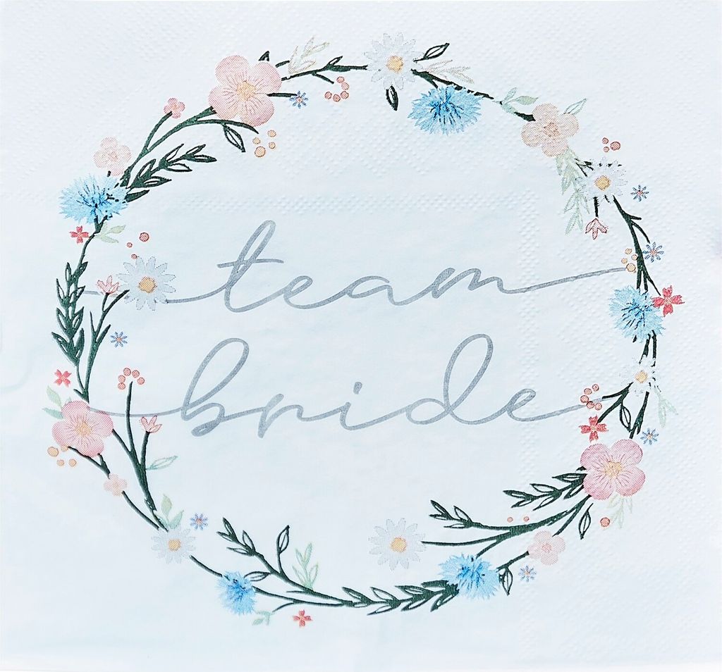 Tovaglioli floreali Team Bride, 16 pezzi, 33x33cm Immagine del prodotto 