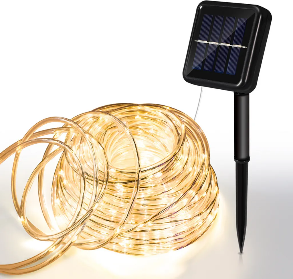 SWANEW Luce solare a corda LED Luce a corda per esterni luci fiabesche bianco caldo 20M