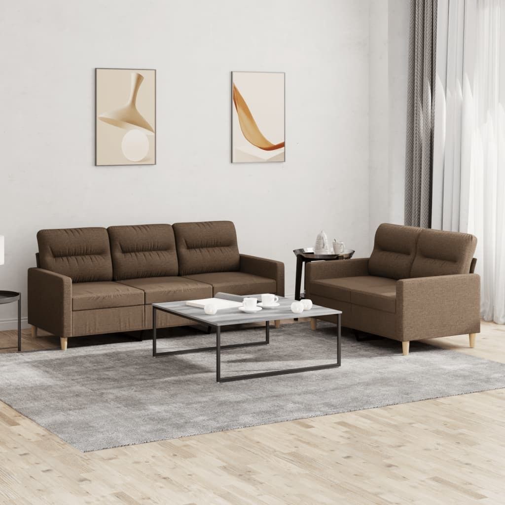 Maison Exclusive - 2-tlg. Sofagarnitur mit Kissen Braun Stoff