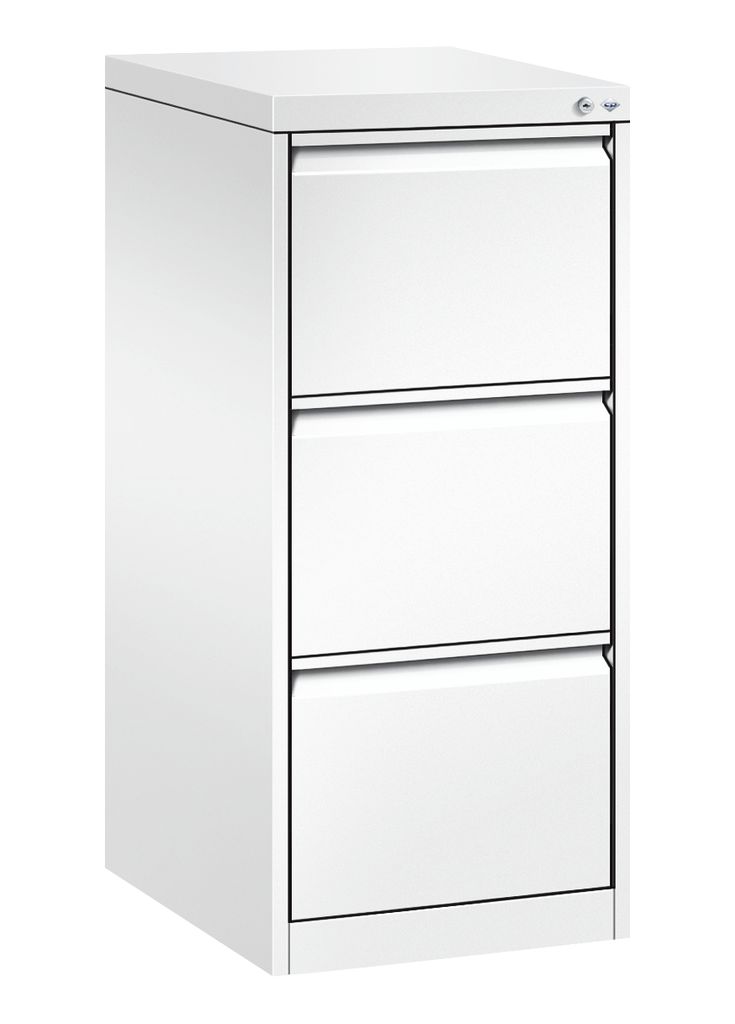 Hängeregistraturschrank., BxTxH 433x590x1045 mm, einbahnig, 3 Schubladen, Griffleiste, RAL 9016 verkehrsweiß