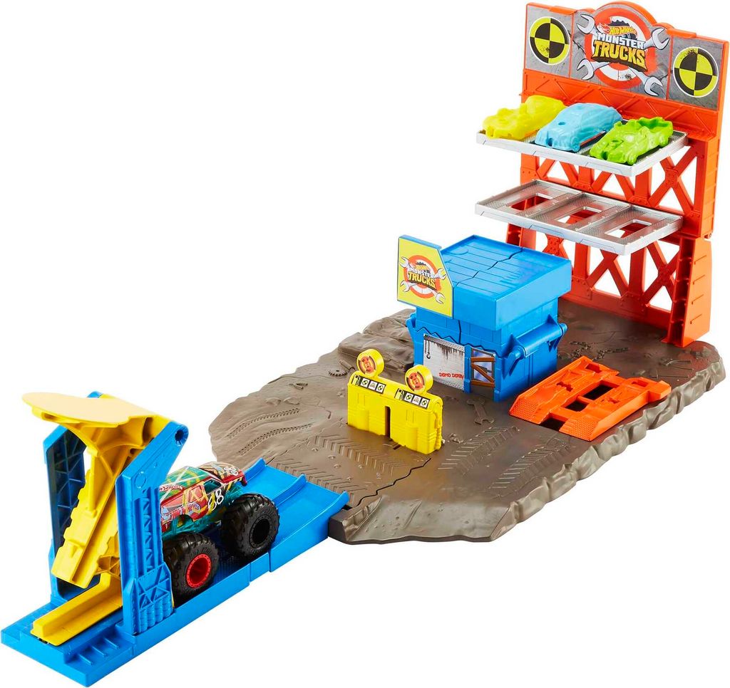 Hot Wheels Monster Trucks Blast Station Spielset Und Autos Produktbild 