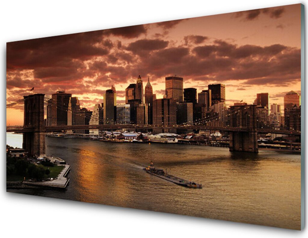 Acrylglasbilder 100x50 Wandbild Druck Brücke Stadt Gebäude