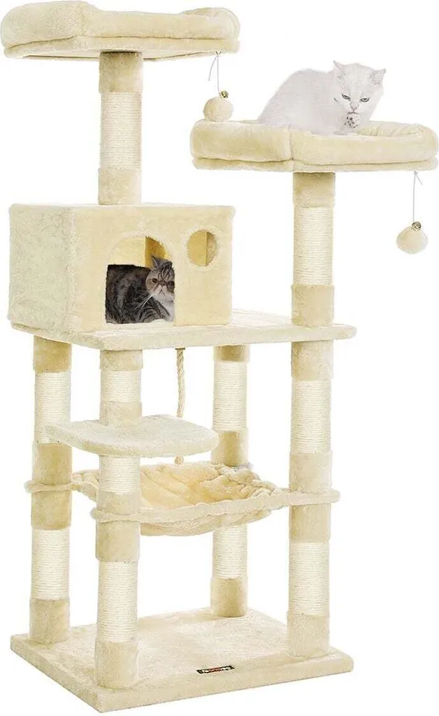 Tour pour chat stable 55 cm en sisal beige contre l'ennui des chats