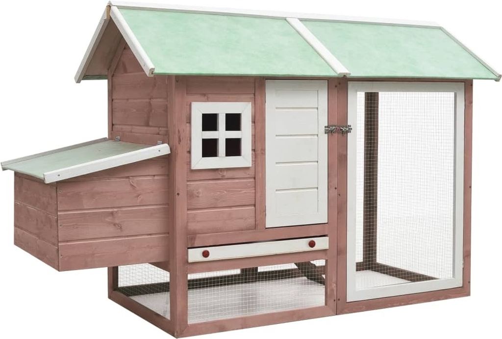 Hühnerkäfig Mokka 170x81x110 cm Massivholz Kiefer & Tanne