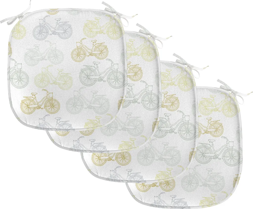 ABAKUHAUS Imbottitura per sedie da sala da pranzo, stile retrò classico pastello, cuscino decorativo impermeabile con cinturini per sedie da cucina, 40 cm x 40 cm, confezione da 4, blu cadetto cammello