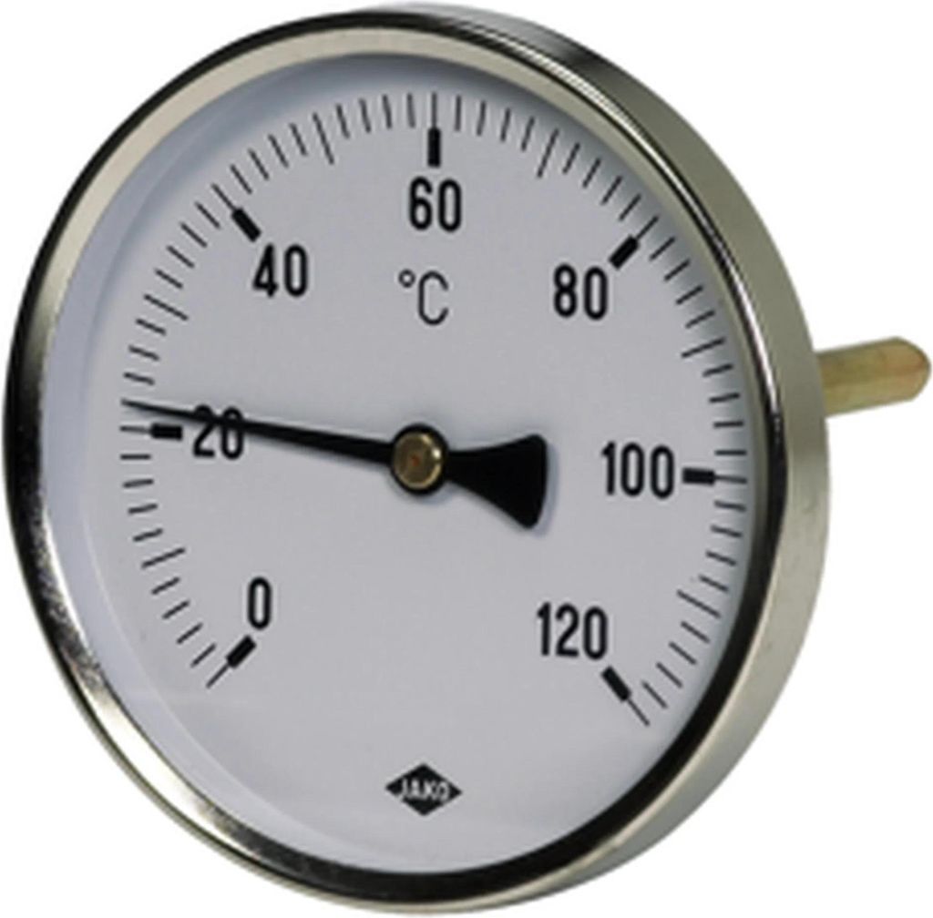 JAKO Zeiger-Thermometer Fig.2611(20) 100mm Dm 63 Schaft hinten 0-120 Gr., 1 Stk.