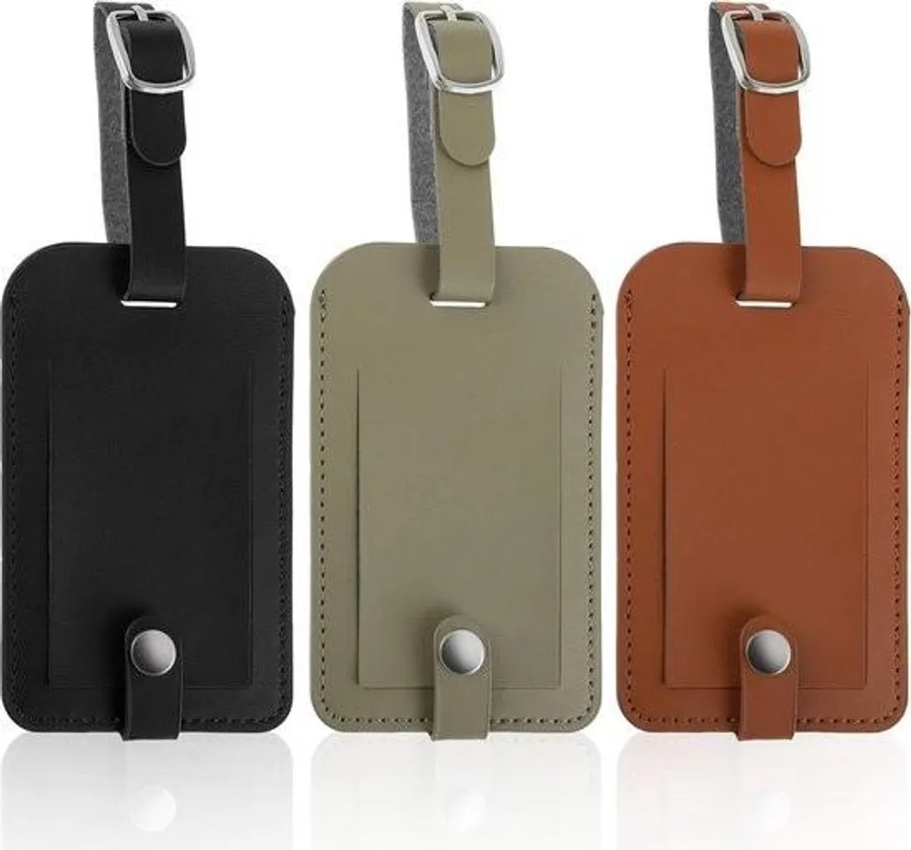 Étiquettes de valises pour voyage en avion - Pack 3 unités cuir luxe